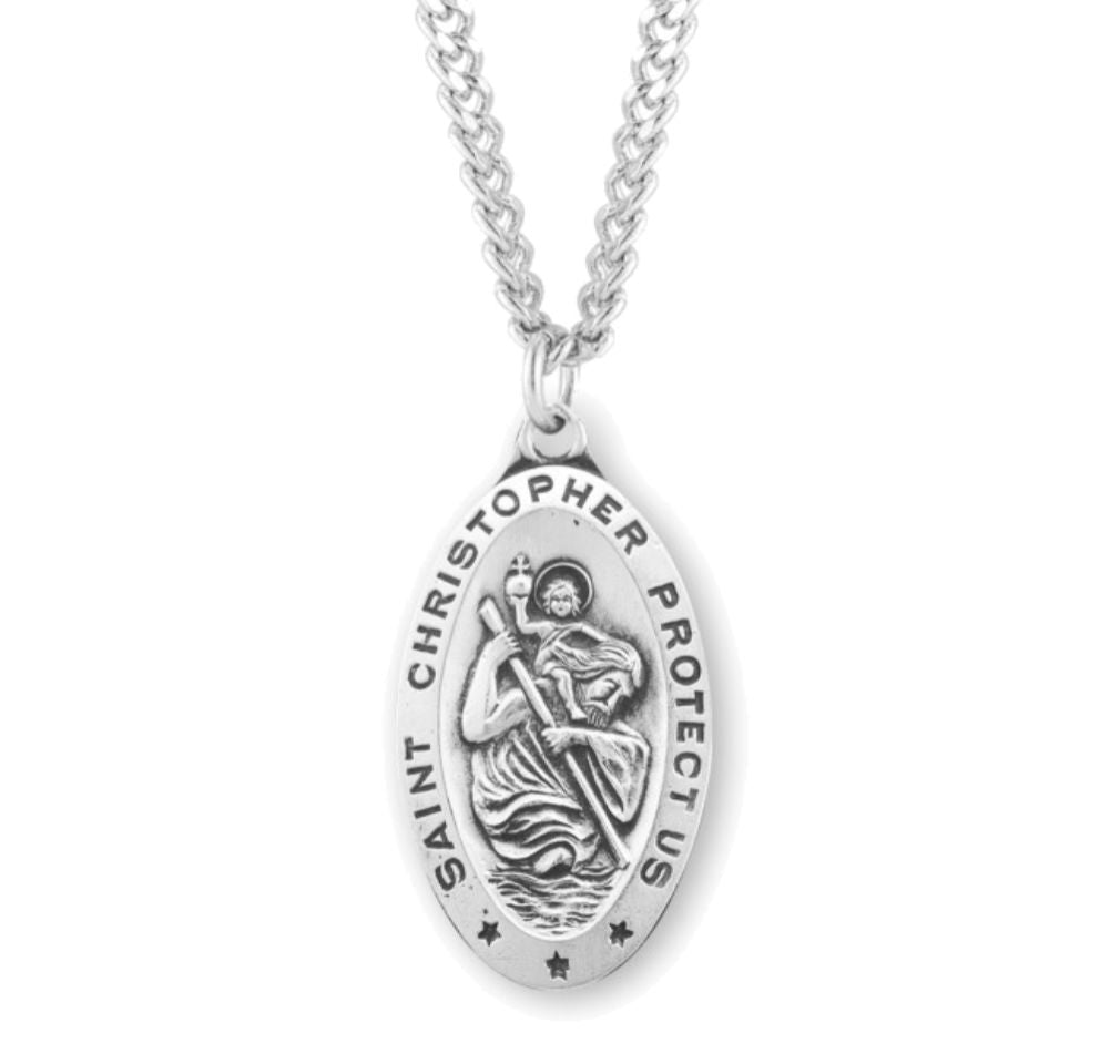 Large Almond Shape St. Christopher Necklace for Women