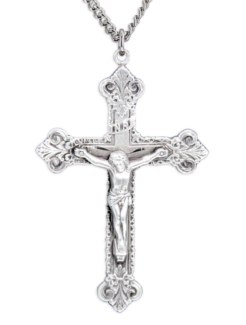 Large Budded Edge Crucifix Pendant for Men