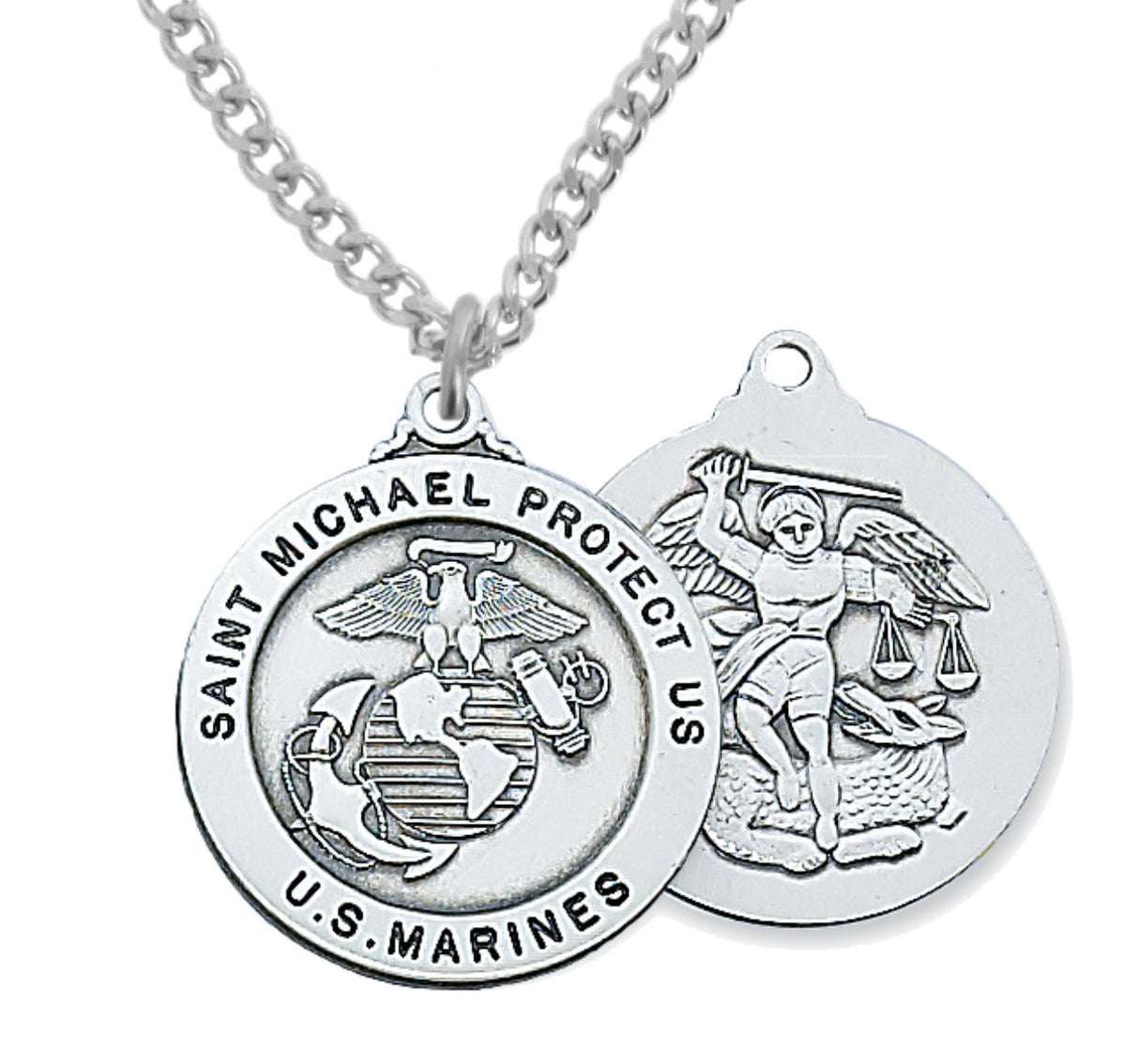 Marines Saint Michael Medal Sterling Silver of Pewter for Women