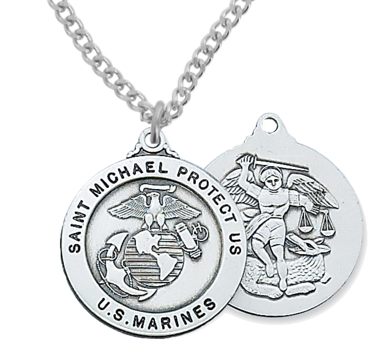 Marines Saint Michael Medal Sterling Silver of Pewter for Women