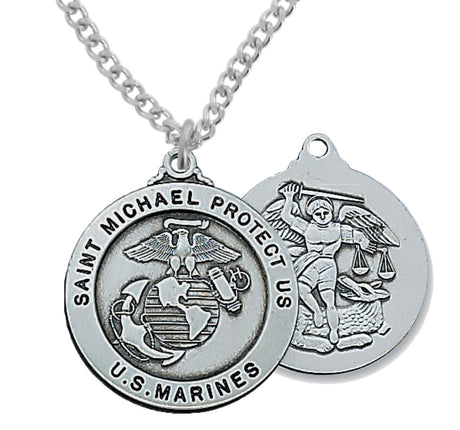 Marines Saint Michael Medal Sterling Silver of Pewter for Women