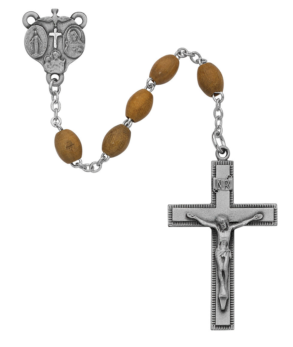 Olive Wood Rosary with 4-Way Centerpiece for Women