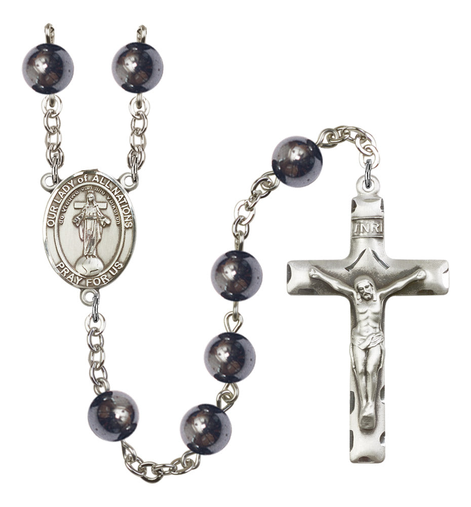 Our Lady of All Nations Silver Plated Rosary for Men