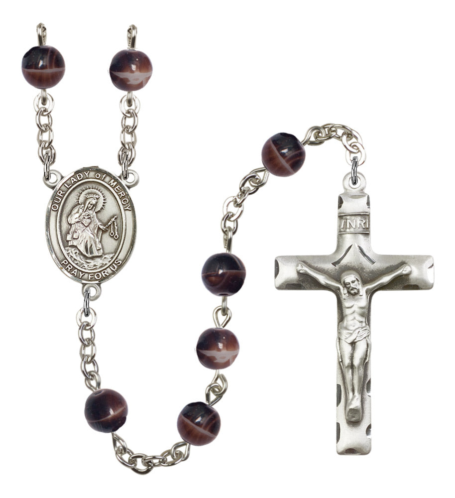 Our Lady of Mercy Silver Plated Rosary for Men