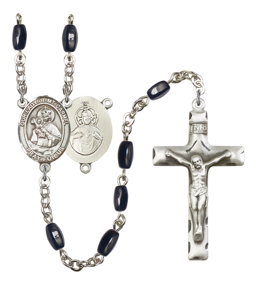 Our Lady of Mount Carmel Silver Plated Rosary for Men