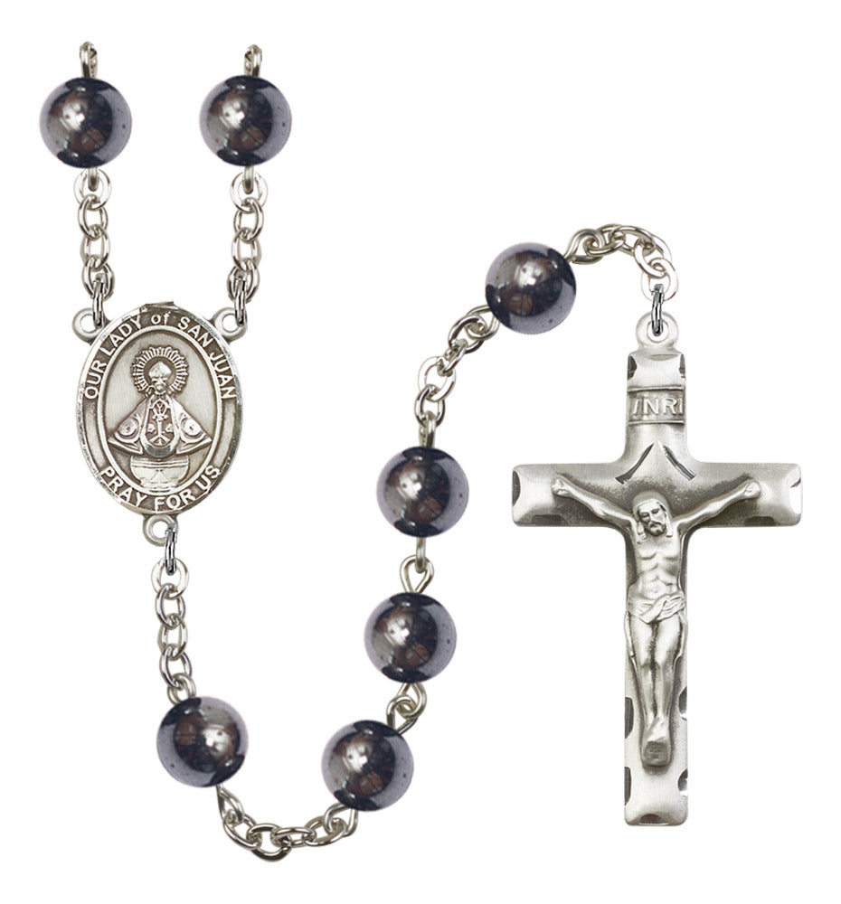 Our Lady of San Juan Silver Plated Rosary for Men