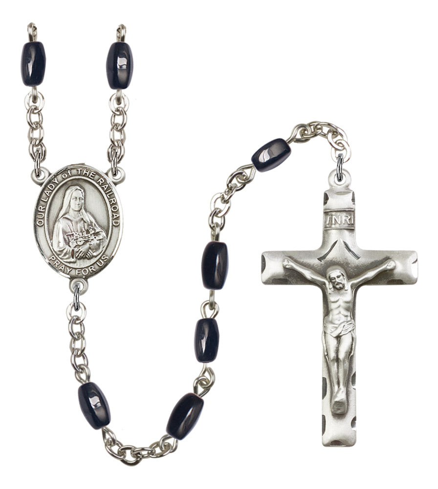 Our Lady of the Railroad Silver Plated Rosary for Men