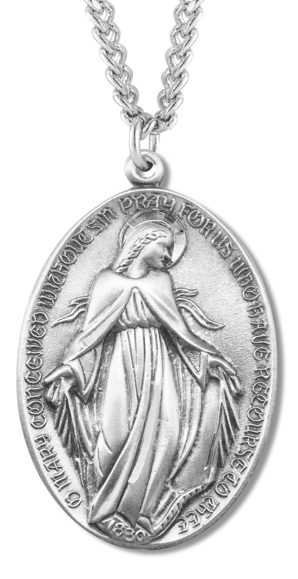 Oval Miraculous Pendant with Old World Text for Men
