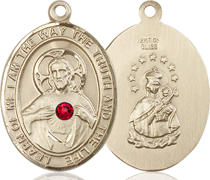 Men's Oval Sacred Heart Pendant with Birthstone Options