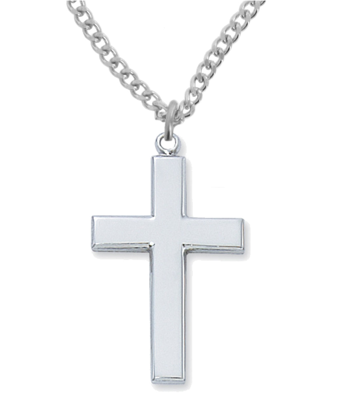 Plain High Polish Sterling Silver Cross Pendant for Men