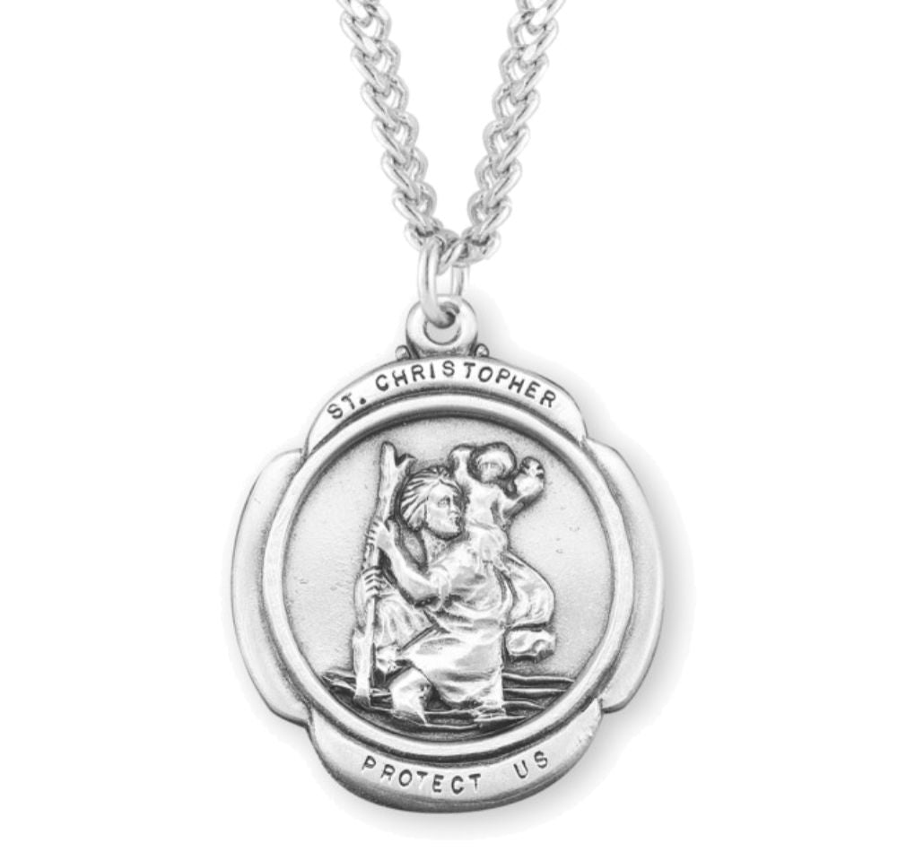 Rounded Cross St. Christopher Necklace for Women