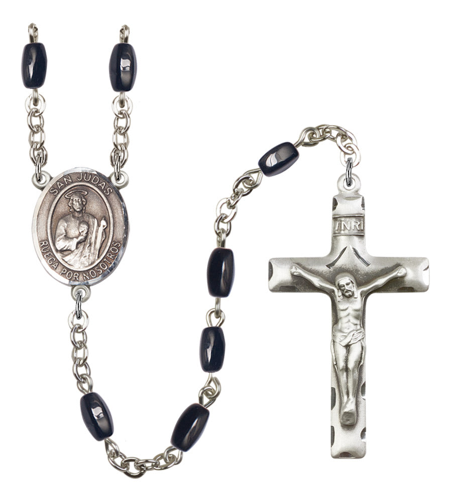 San Judas Silver Plated Rosary for Men