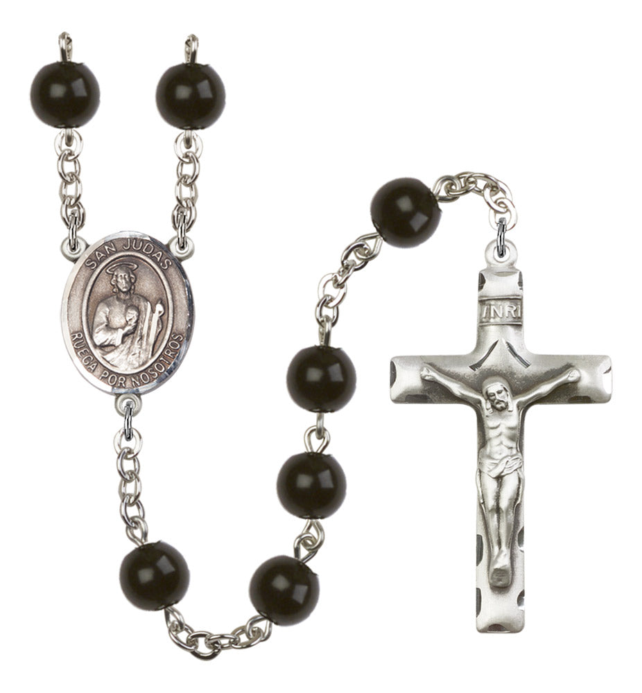 San Judas Silver Plated Rosary for Men