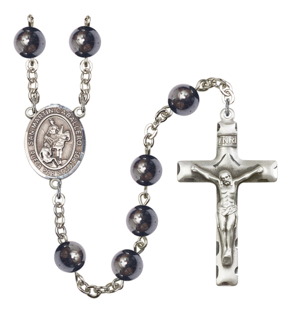 San Martin Caballero Silver Plated Rosary for Men