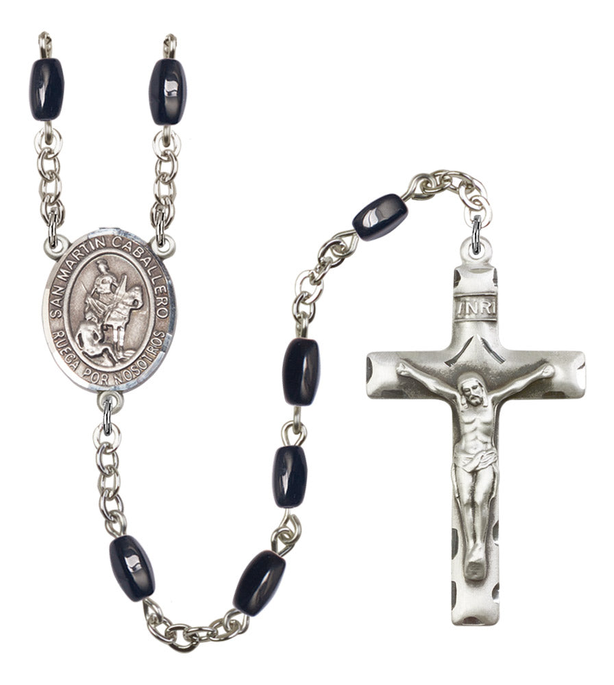 San Martin Caballero Silver Plated Rosary for Men