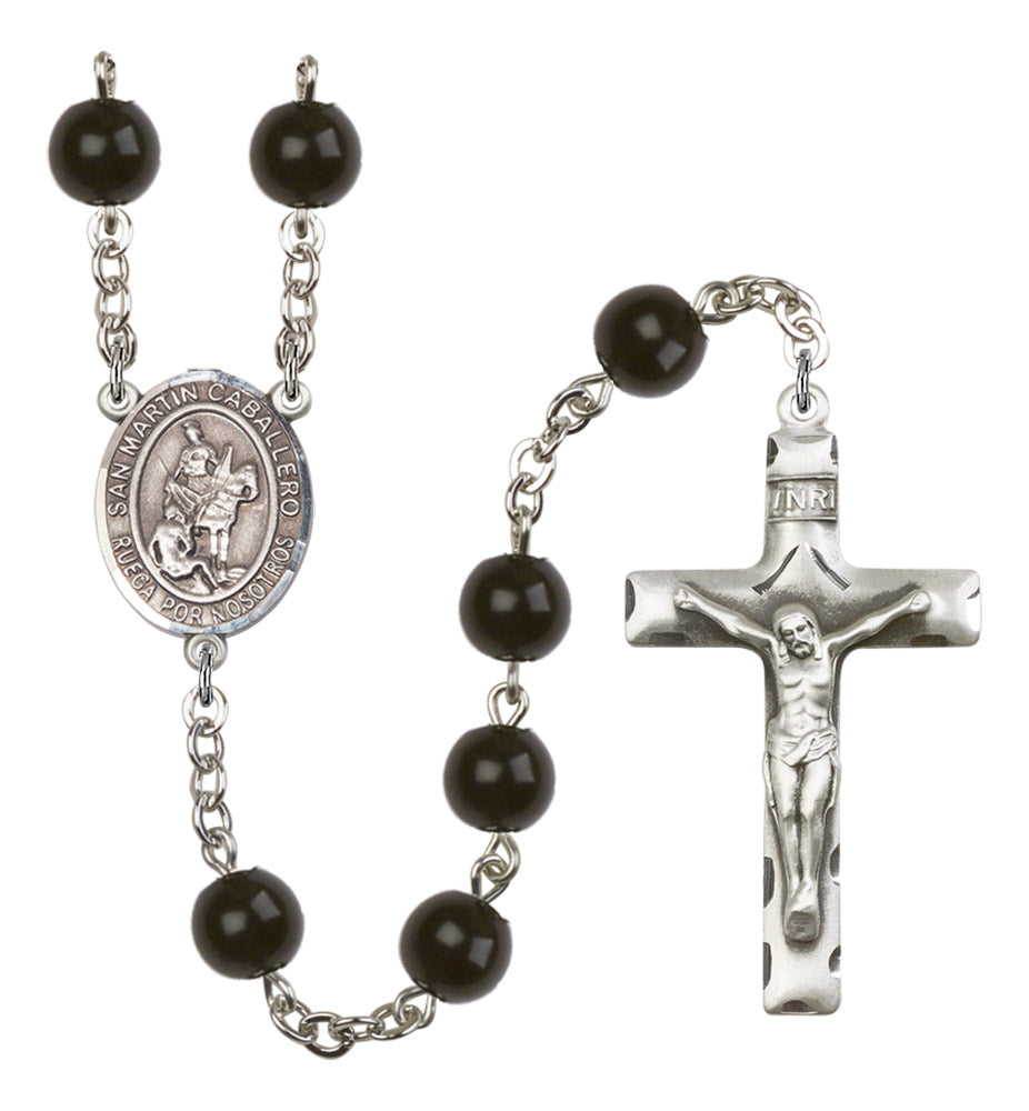 San Martin Caballero Silver Plated Rosary for Men