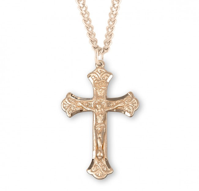 Scroll Tip Crucifix Pendant for Men
