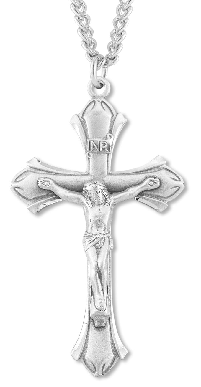 Simple Budded Crucifix Pendant for Men