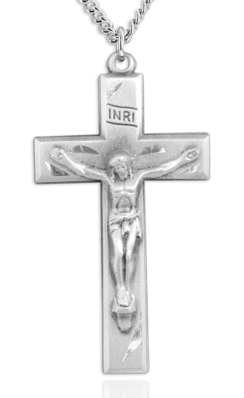 Sterling Silver Square Edge Crucifix for Men