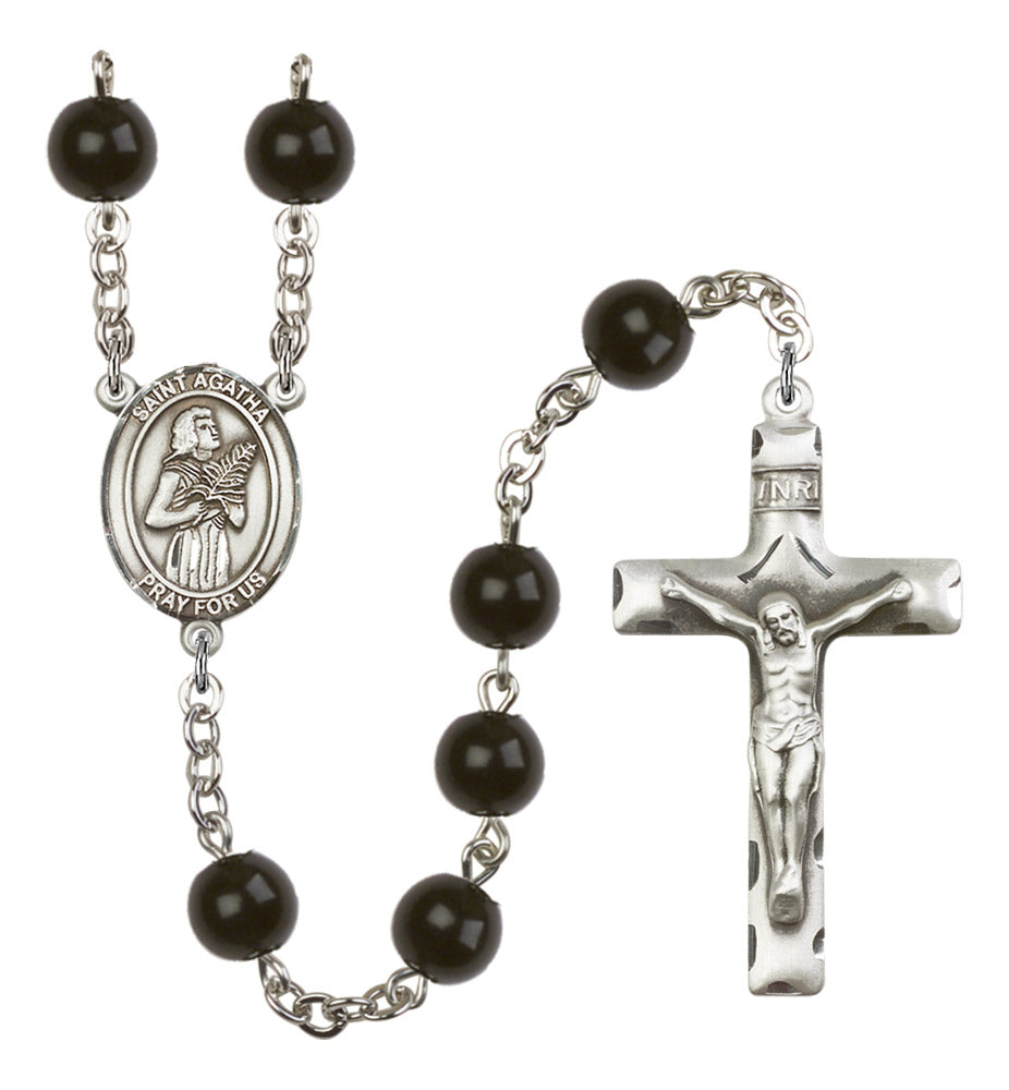 St. Agatha Silver Plated Rosary for Men