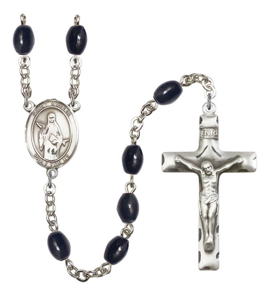 St. Amelia Silver Plated Rosary for Men