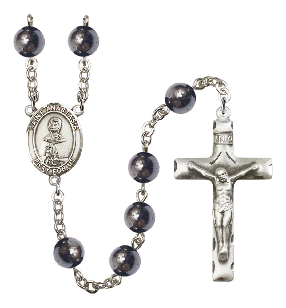 St. Anastasia Silver Plated Rosary for Men