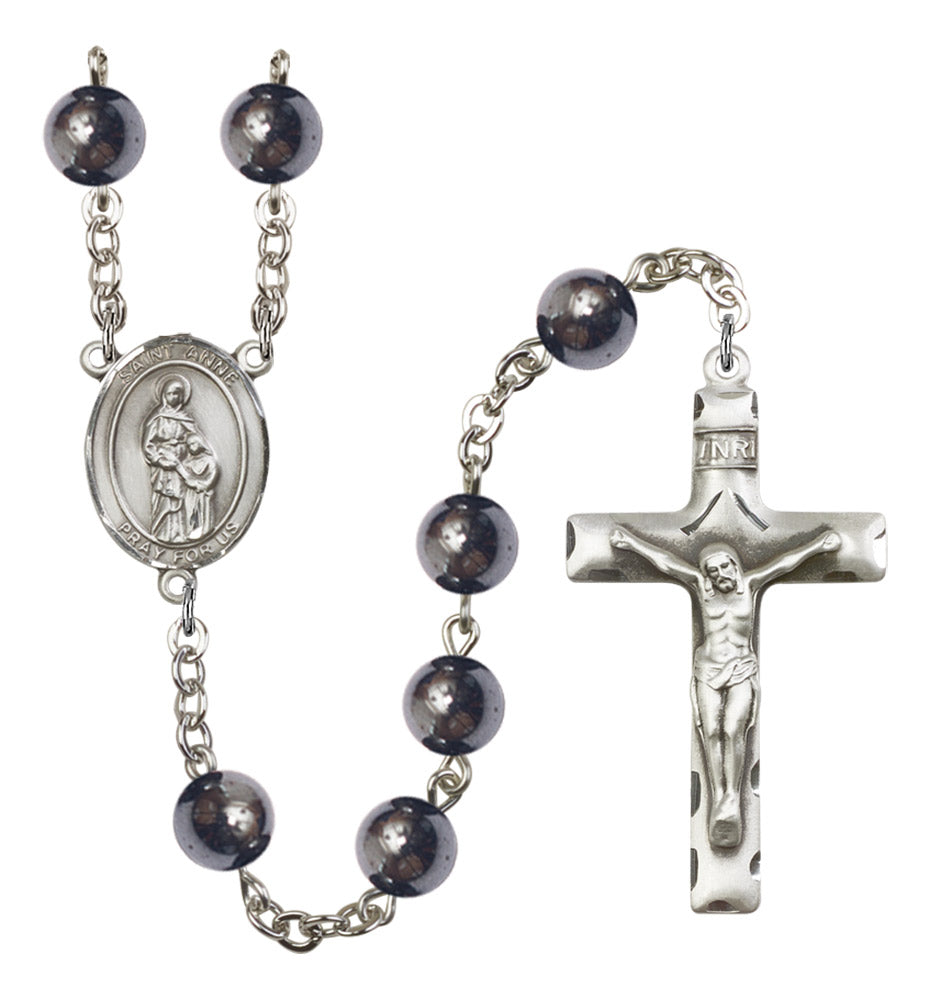 St. Anne Silver Plated Rosary for Men
