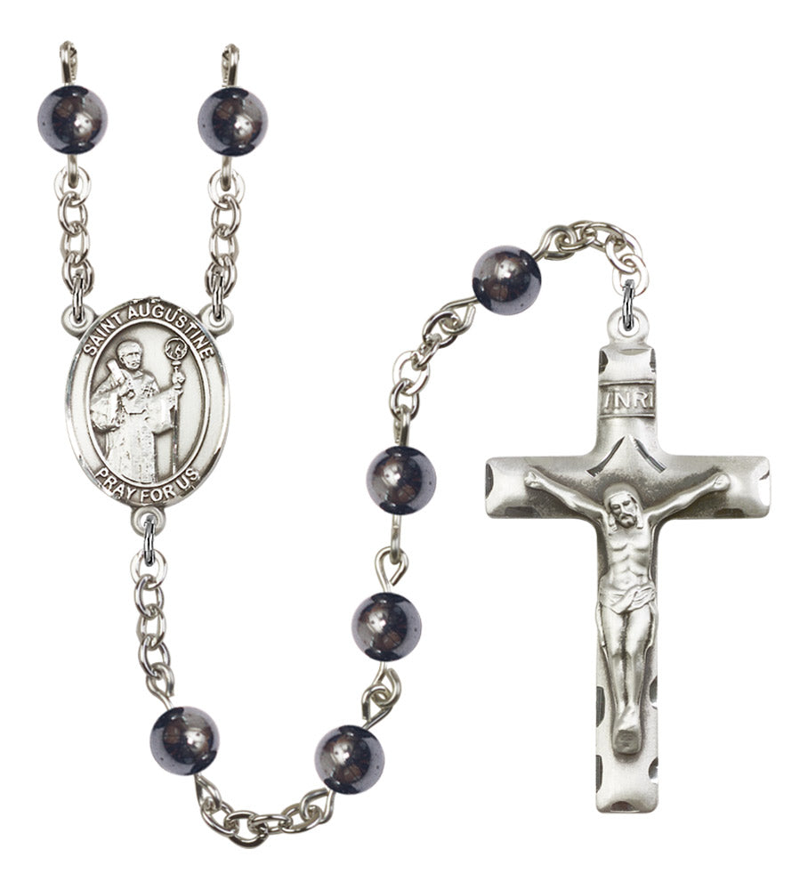 St. Augustine Silver Plated Rosary for Men