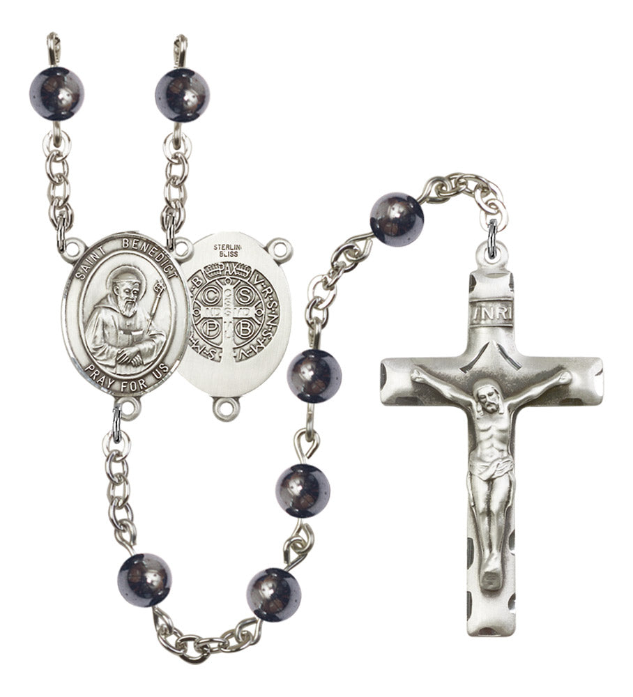 St. Benedict Silver Plated Rosary for Men
