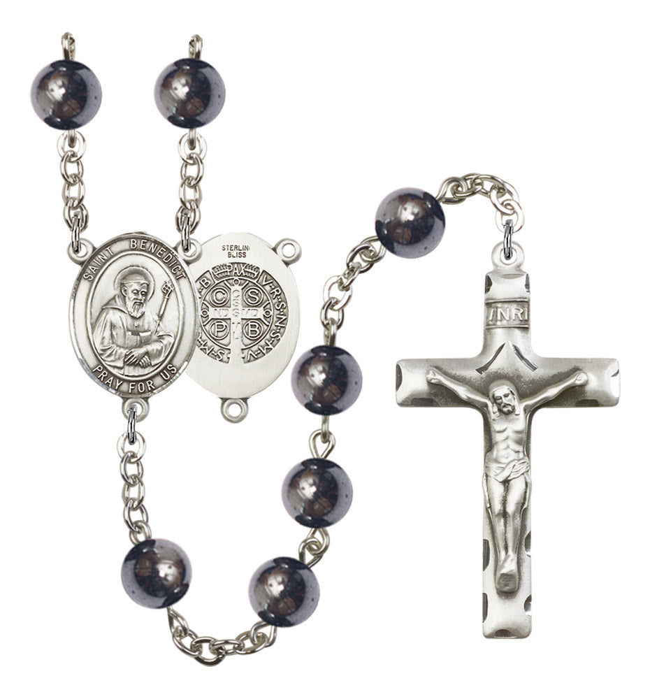 St. Benedict Silver Plated Rosary for Men