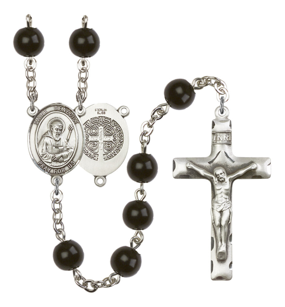 St. Benedict Silver Plated Rosary for Men