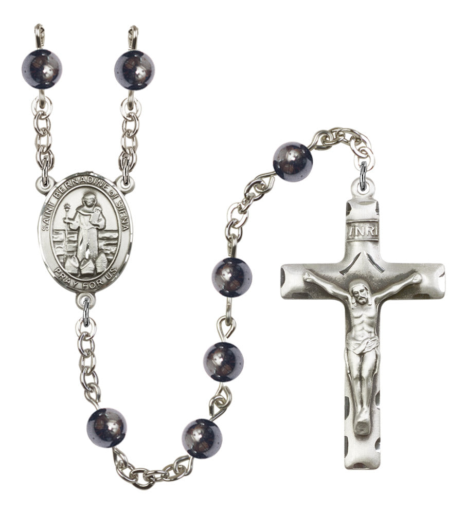 St. Bernadine of Sienna Silver Plated Rosary for Men