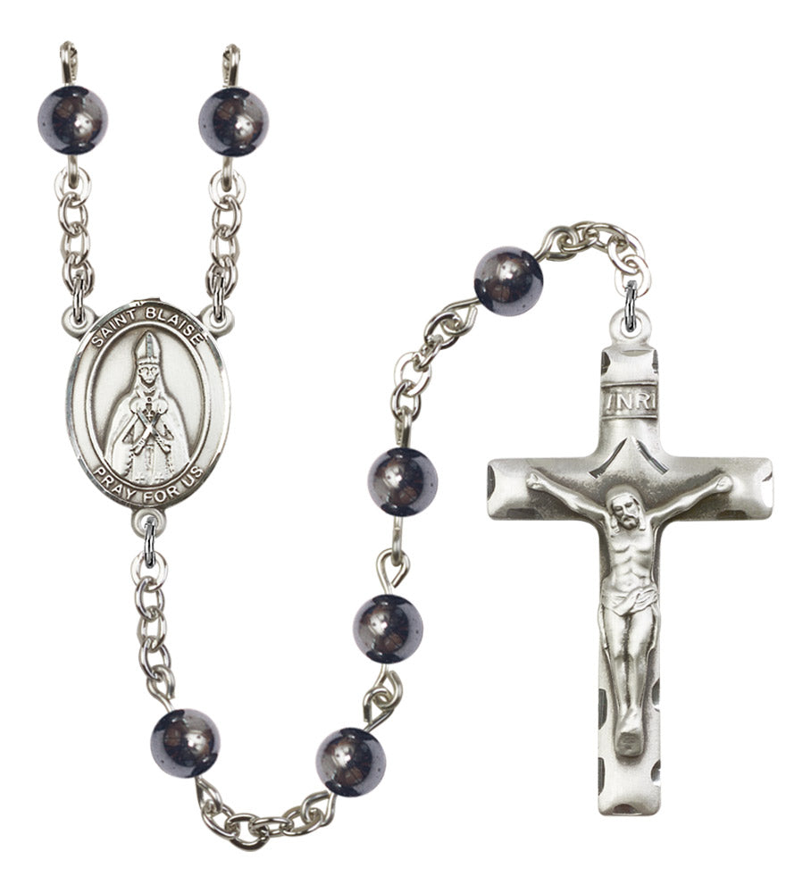 St. Blaise Silver Plated Rosary for Men