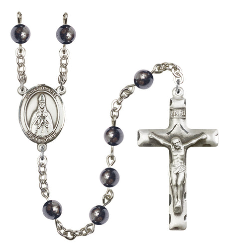 St. Blaise Silver Plated Rosary for Men