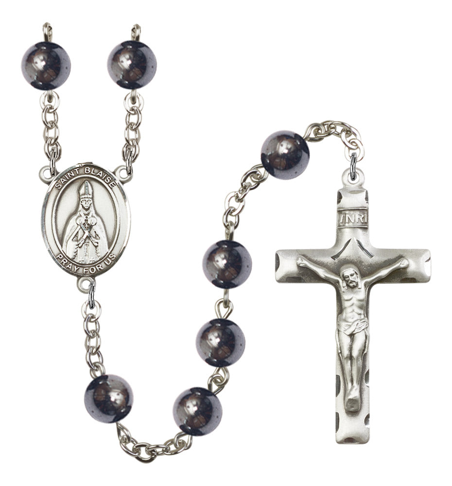 St. Blaise Silver Plated Rosary for Men