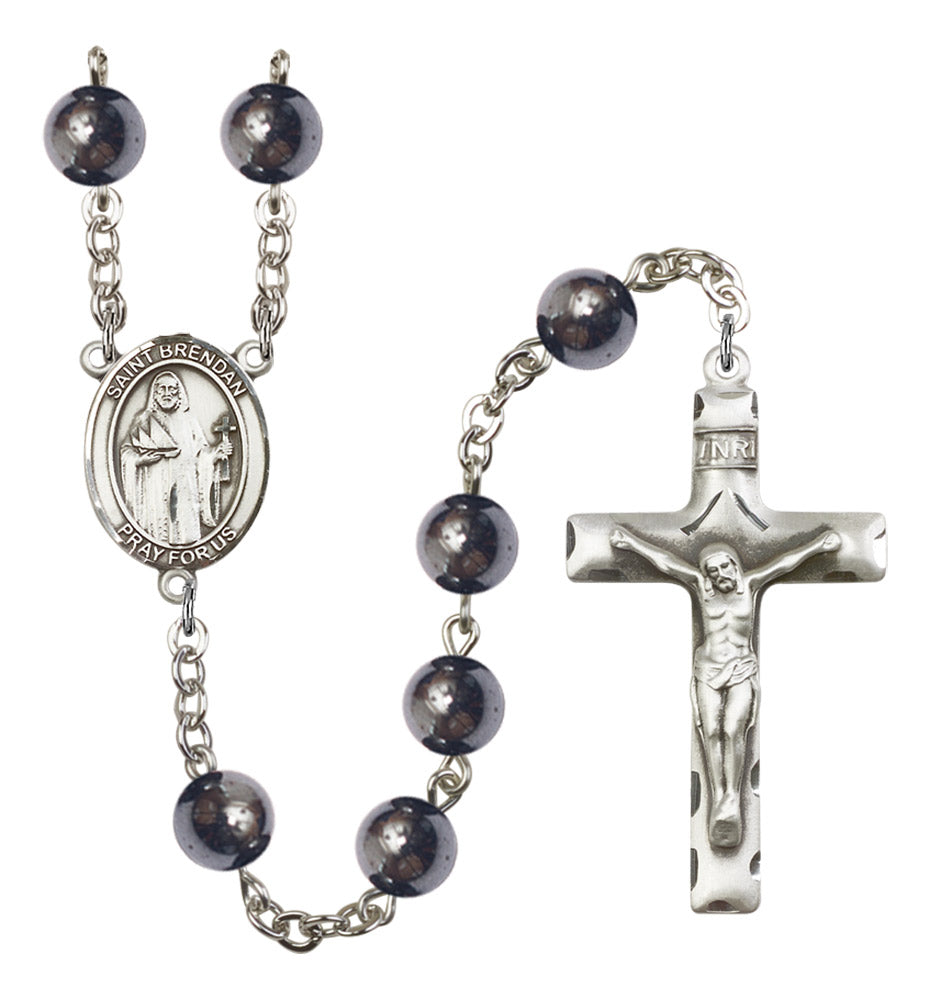 St. Brendan the Navigator Silver Plated Rosary for Men