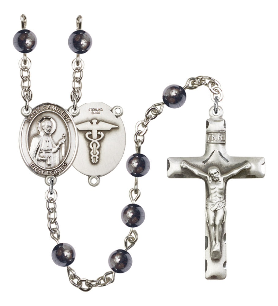 St. Camillus of Lellis Nurse Silver Plated Rosary for Men
