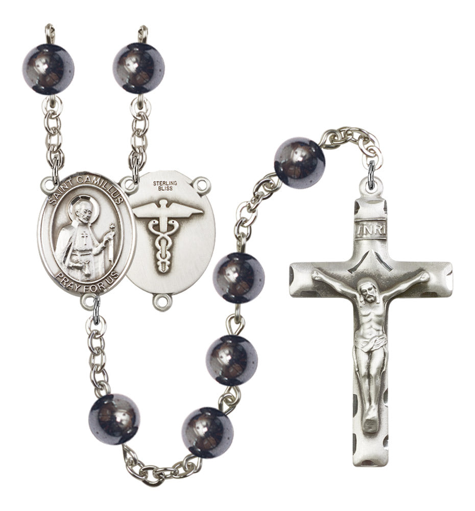 St. Camillus of Lellis Nurse Silver Plated Rosary for Men