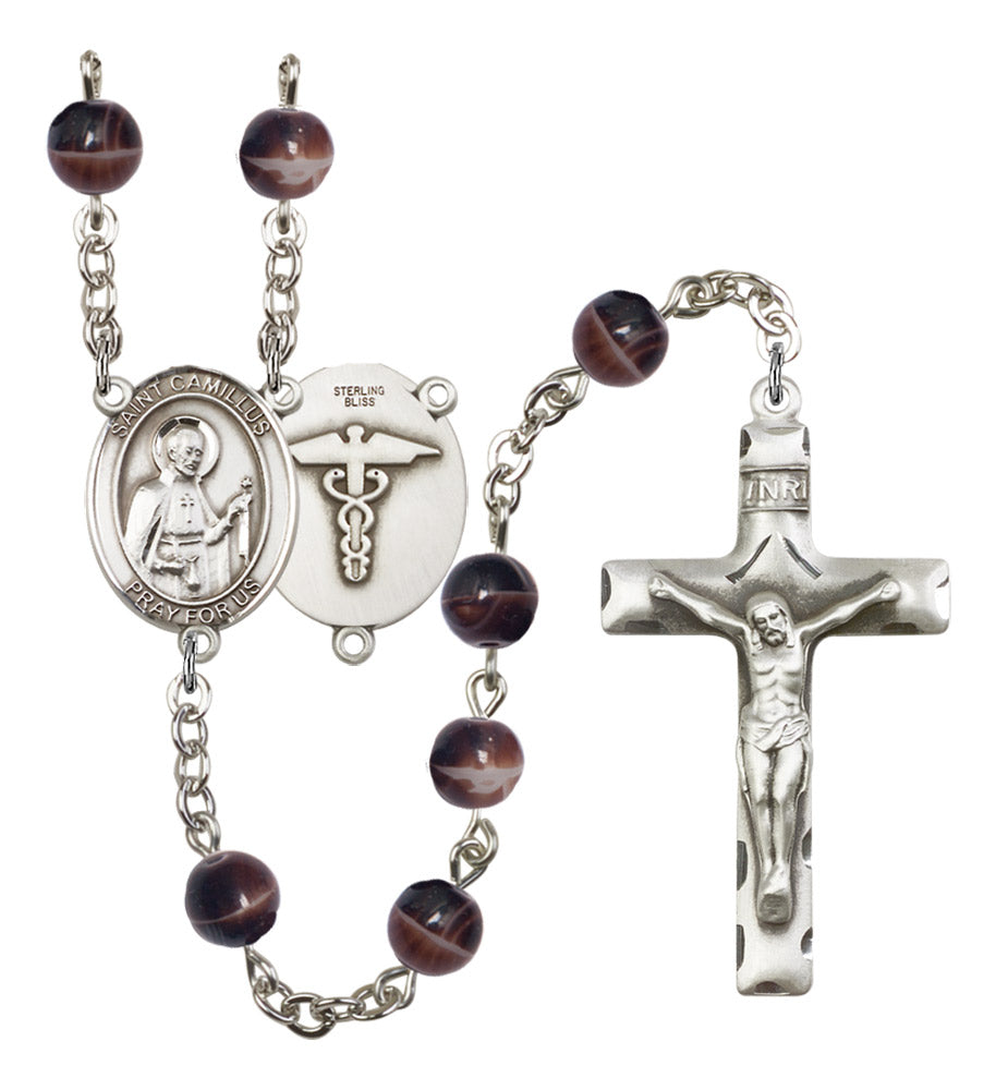 St. Camillus of Lellis Nurse Silver Plated Rosary for Men
