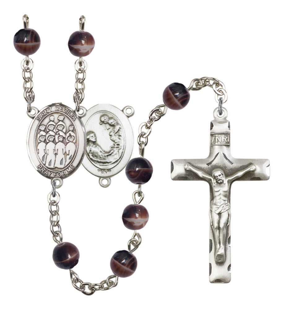 St. Cecilia Choir Silver Plated Rosary for Men