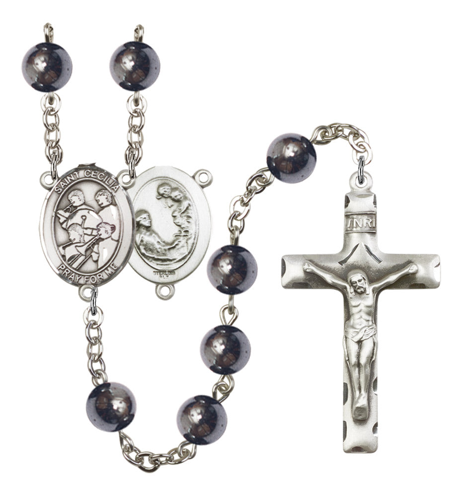 St. Cecilia Marching Band Silver Plated Rosary for Men