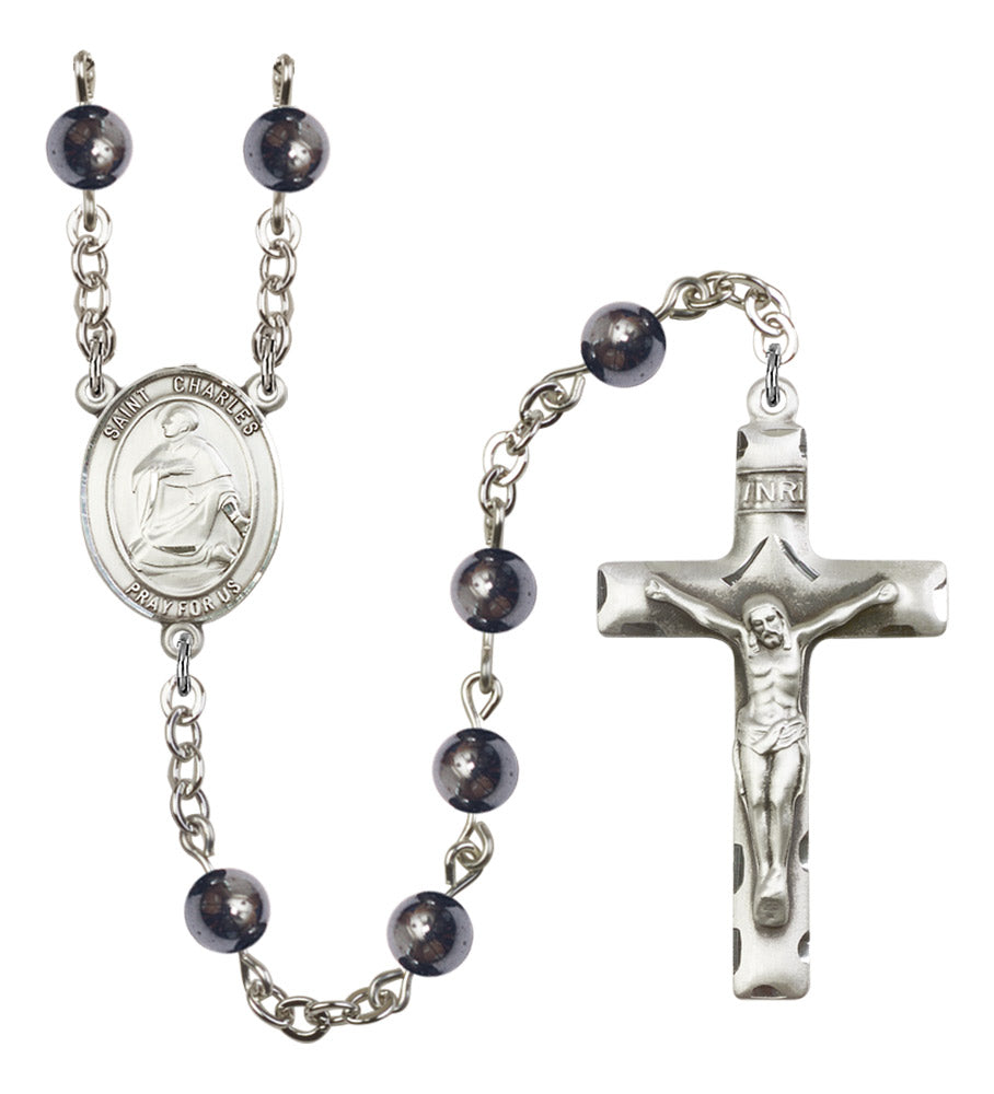 St. Charles Borromeo Silver Plated Rosary for Men