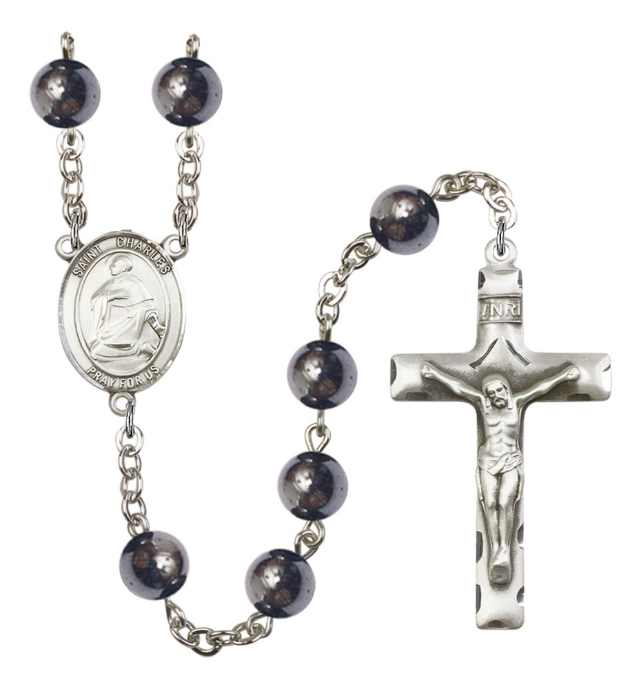 St. Charles Borromeo Silver Plated Rosary for Men