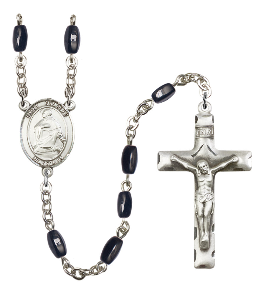 St. Charles Borromeo Silver Plated Rosary for Men