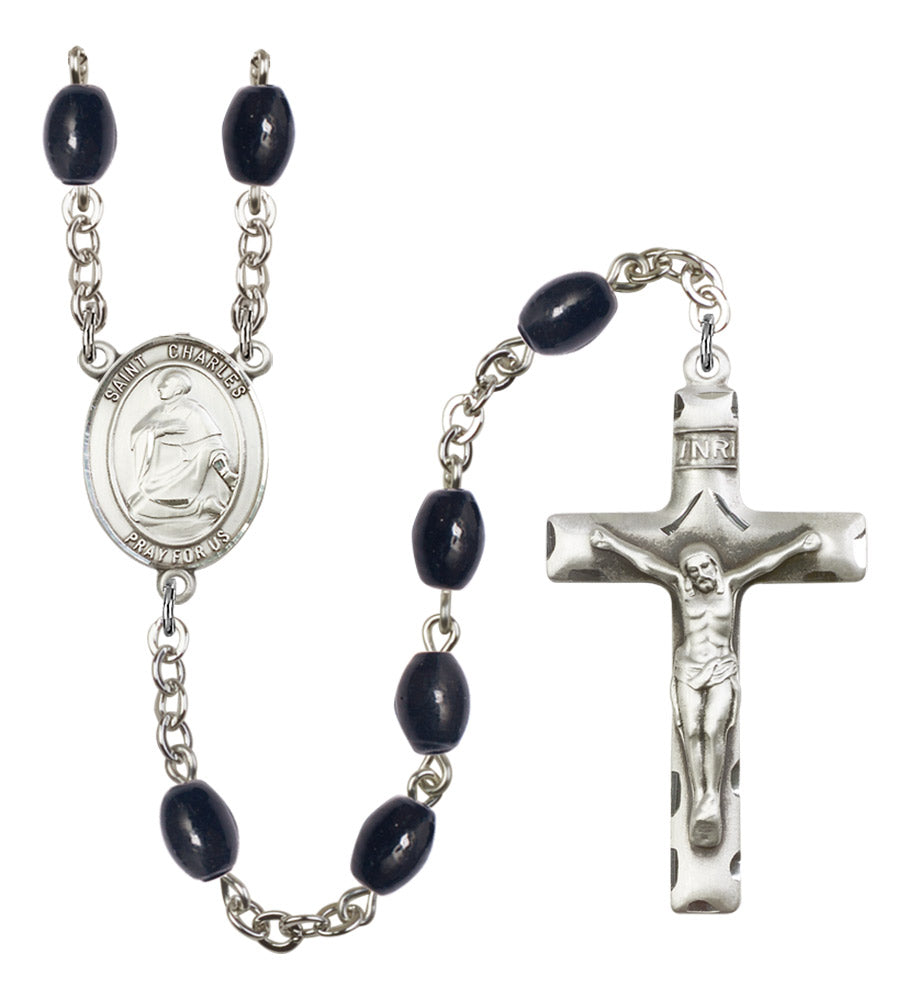 St. Charles Borromeo Silver Plated Rosary for Men