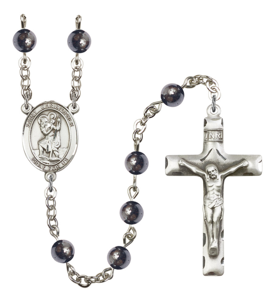 St. Christopher Silver Plated Rosary for Men