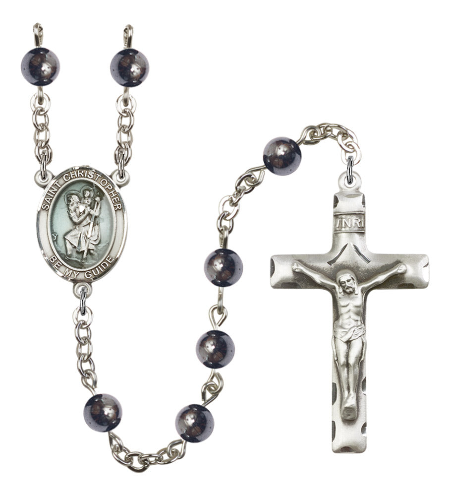 St. Christopher Silver Plated Rosary for Men