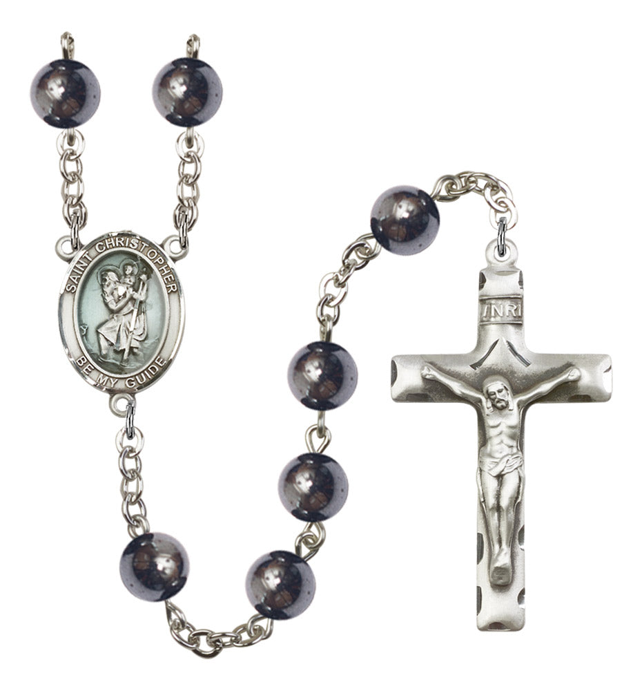 St. Christopher Silver Plated Rosary for Men