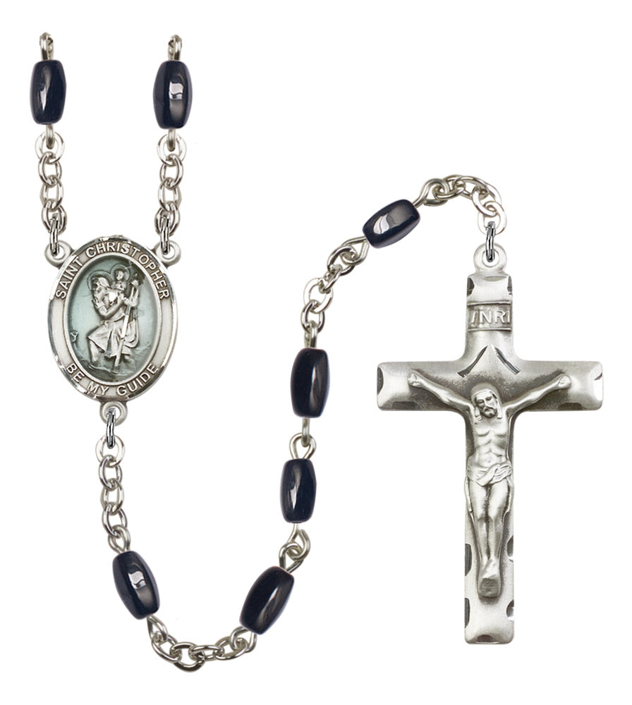 St. Christopher Silver Plated Rosary for Men