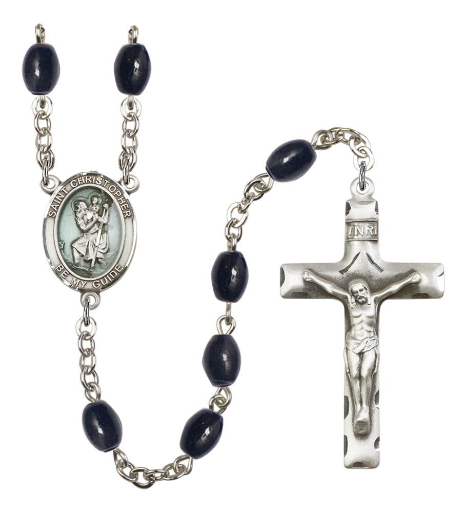 St. Christopher Silver Plated Rosary for Men